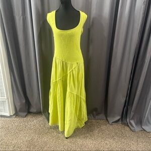 Free People Neon Yellow Midi Dress